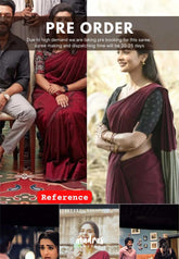 khadi contrast pallu Maroon with Khaki - Leo Trisha saree - Shruti - Madras Sarees